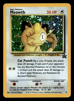Meowth Promo Wizards Black Star Promos Pokemon Holo Heavily Played Gameboy Stamp - Image 1