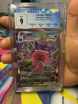 *BLUE LABEL w/ SUBGRDE* Pokemon Gengar VMAX Fusion Strike Alt Art #271/264 CGC 9 - Image 1