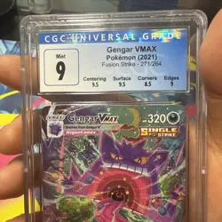 *BLUE LABEL w/ SUBGRDE* Pokemon Gengar VMAX Fusion Strike Alt Art #271/264 CGC 9 - Image 4