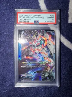 Bandai Gundam Card Game Full Armor Unicorn Destroy Mode Foil EN 010 PSA 10 POP 8 - Image 1