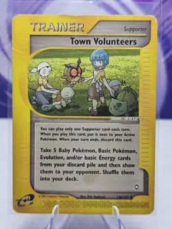 Town Volunteers 136/147 Aquapolis Pokemon Card DMG HP - Image 1