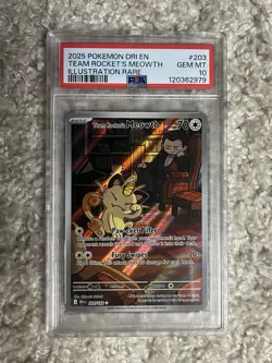 Team Rocket’s Meowth PSA 10 Pokemon 2025 S&V Destined Rivals 203 Illus. Rare - Image 1