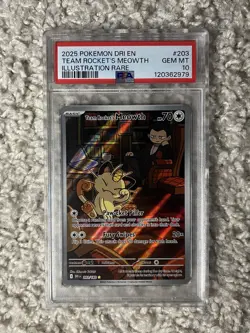 Team Rocket’s Meowth PSA 10 Pokemon 2025 S&V Destined Rivals 203 Illus. Rare - Image 2