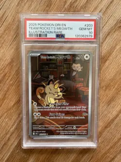Team Rocket’s Meowth PSA 10 Pokemon 2025 S&V Destined Rivals 203 Illus. Rare - Image 4