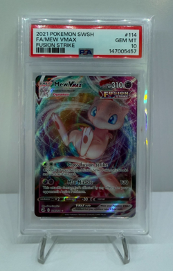 2021 Pokemon SWSH Fusion Strike Mew VMAX 114 PSA 10 Gem Mint - Image 1