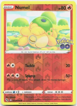 Numel 013/078 Common Pokemon GO Pokemon Reverse Holo LP - Image 1