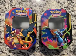 Pokemon TCG Mega Charizard Ex Tins Lot Of 2 Empty 2025 No Promo - Image 1