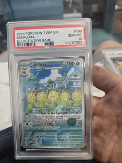 The Pokemon Company 2024 TWM EN Sunflora 169/167 Illustration Rare Holo PSA 10 - Image 1