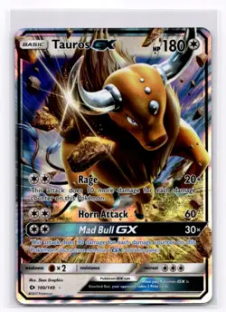 Tauros GX SM Base Set - Pokemon NM 100/149 - Image 1