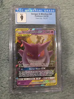 2019 Pokemon Team Up Gengar & Mimikyu GX 53/181 Ultra Rare CGC 9 Mint TAG TEAM - Image 1