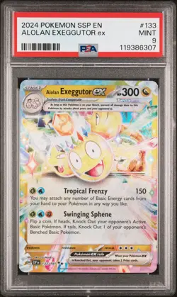 2024 POKEMON SSP EN-SURGING SPARKS #133 ALOLAN EXEGGUTOR EX PSA 9 - Image 1