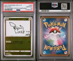 PSA 10 Pikachu 208/S-P Pokemon S Promo Japanese 2021 Yu Nagaba X Pcg Campaign - Image 3