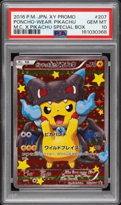 2016 POKEMON JAPANESE XY PROMO #207 Charizard X PONCHO-WEARING PIKACHU PSA 10 - Image 1