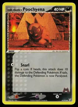 TEAM MAGMA'S POOCHYENA 65/95 COMMON TEAM MAGMA VS TEAM AQUA POKEMON NM - Image 1