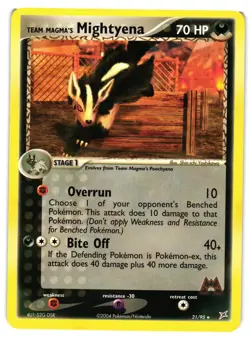 Pokemon Team Magma's Mightyena Rare Regular 21/95 Team Magma vs Team Aqua NM - Image 1