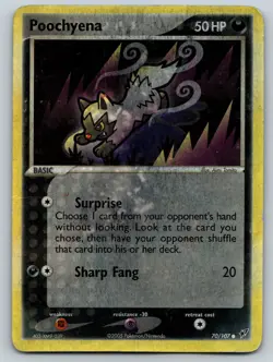 Poochyena 70/107 Common Deoxys Pokemon Damaged - Image 1