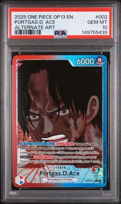 One Piece Portgas D Ace Alternate Art OP13-002 PSA 10 Gem Mint - Image 1