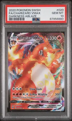 PSA 10 Gem Mint Charizard VMAX 020/189 Full Art Darkness Ablaze Pokemon TCG - Image 1