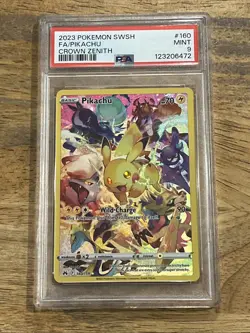 GRADED PSA 9 2023 Pokemon SWSH FA/Pikachu Crown Zenith #160 - Image 1