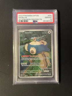 2023 POKEMON 151 POKEMON CENTER ELITE TRAINER BOX SVP PROMO #051 SNORLAX PSA 10 - Image 1