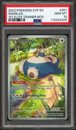 PSA 10 Snorlax 051 151 ETB Promo IR AR Pokemon Illustration Rare Pokemon Mint - Image 1