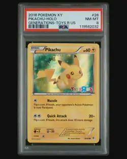2016 Pokemon Pikachu 26/83 Generations Toys R Us Promo Holo Rare PSA 8 - Image 1