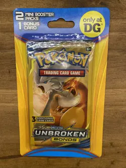 Pokemon Unbroken Bonds Dollar General 2 Mini Booster Packs + Bonus Sun & Moon - Image 1