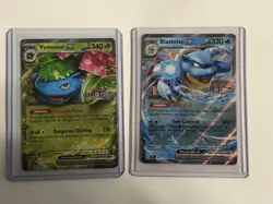 Venusaur EX 001/142 & Blastoise EX 030/142 Stellar Crown Stamped Promos M/NM - Image 1
