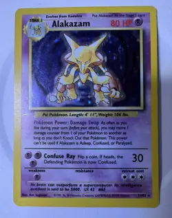 Pokemon Card 1999 TCG WOTC Base Set Alakazam 1/102 Holo Rare Unlimited MP - Image 1