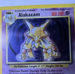 Pokemon Card 1999 TCG WOTC Base Set Alakazam 1/102 Holo Rare Unlimited MP - Image 2