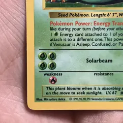1999 Pokemon TCG Venusaur Holo Rare SHADOWLESS Card 15/102 Base Set LP/MP - Image 5