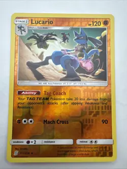 Lucario 117/236 - Unified Minds - Rare Reverse Holo Pokemon Card - NM - Image 1