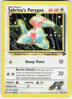 Sabrina's Porygon 98/132 Common Gym Challenge Pokemon Near Mint - Image 1