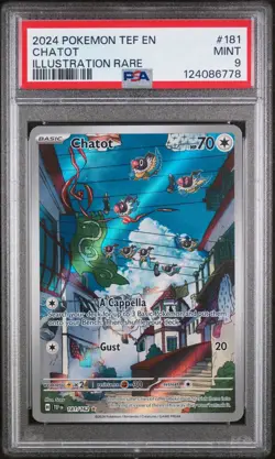 Pokemon TCG Chatot Illustration Rare 181/162 Mint 9 PSA Graded Temporal Forces - Image 3