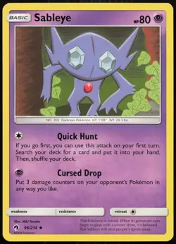Sableye 96/214 Uncommon Lost Thunder Pokemon Near Mint - Image 1