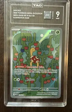2025 Pokemon Shuckle #136 Mega Evolutions Illustration Rare Gem Mint TAG 9 - Image 1