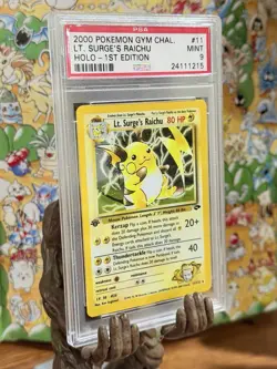 2000 Pokemon Gym Challenge 1st Edition #11 Lt. Surge's Pikachu PSA 9 MINT - Image 2