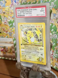 2000 Pokemon Gym Challenge 1st Edition #11 Lt. Surge's Pikachu PSA 9 MINT - Image 3