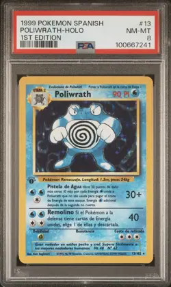 1999 Pokemon SPANISH 1st Edition Base Set Poliwrath Holo 13/102 PSA 8 NM-MT - Image 1