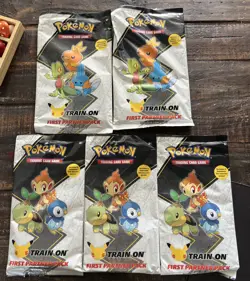 Lot of 5 First Partner Pack Jumbo Sinnoh Region Pokemon Cards + 2 Booster Packs 820650809651 - Image 1