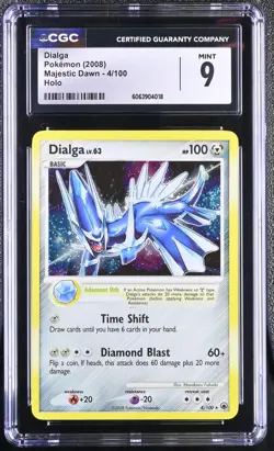 CGC 9 MINT Dialga 2008 Majestic Dawn 4/100 Holo Pokemon Card - Image 1
