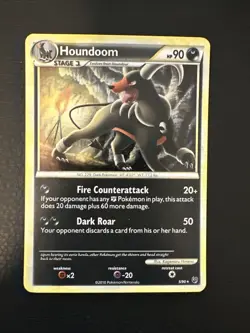 Houndoom 5/90 Holo Rare HGSS Undaunted Pokemon LP- / MP+ With Swirl - Image 1