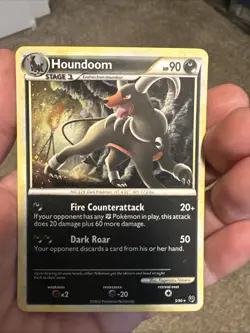 Houndoom 5/90 Holo Rare HGSS Undaunted Pokemon LP- / MP+ With Swirl - Image 2