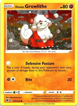 Hisuian Growlithe (Cosmos Holo) 70/189 Holo Deck Exclusives Pokemon Holo NM - Image 1