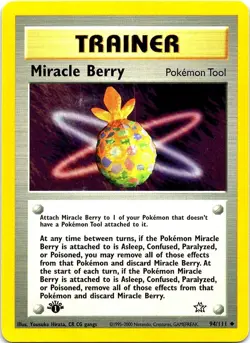 Miracle Berry 94/111 Uncommon Neo Genesis Pokemon 1st Edition Lightly Played - Image 1