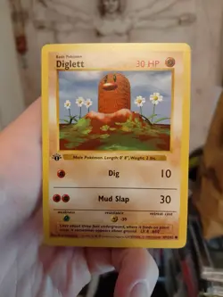 1st Edition Shadowless Diglett 47/102 Base Set Rare Vintage Pokemon Card - NM+ - Image 1