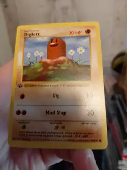1st Edition Shadowless Diglett 47/102 Base Set Rare Vintage Pokemon Card - NM+ - Image 4