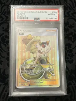 Pokemon 2019 SM Team Up Nita Full Art Holo Ultra Rare 180/181 PSA 10 EN - Image 1