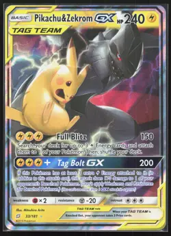 #7 Pikachu & Zekrom GX Team Up 2019 Tag Team Pokemon Card TCG - Image 1