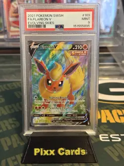 FLAREON V 2021 POKEMON SWSH EVOLVING SKIES RARE FULL ART 169/203 PSA 9 - Image 1